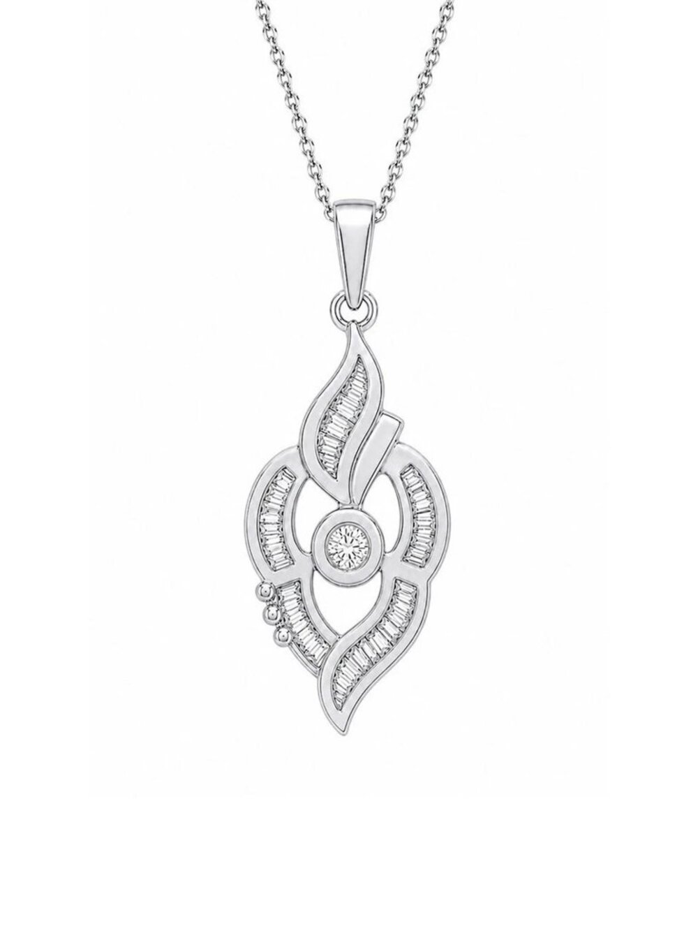 Genuine 0.56 Cts Diamonds Pendant 14k White Gold